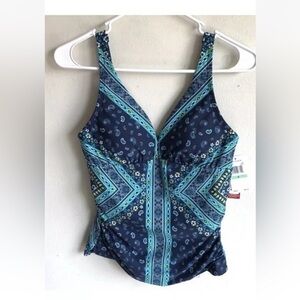 Jantzen “MARE” Paisley Ruched Swim Top Size 8 NWT